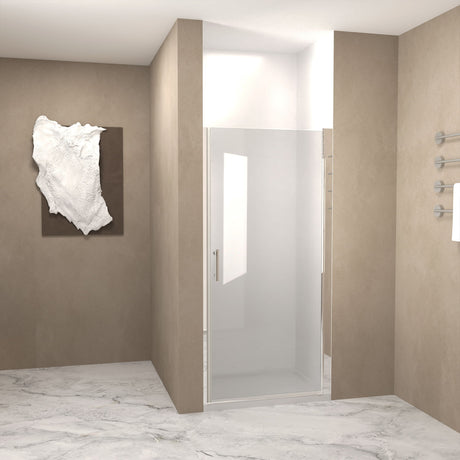 Chrome Shower Door With Explosion Proof Film, Half Frame Design - Chrome