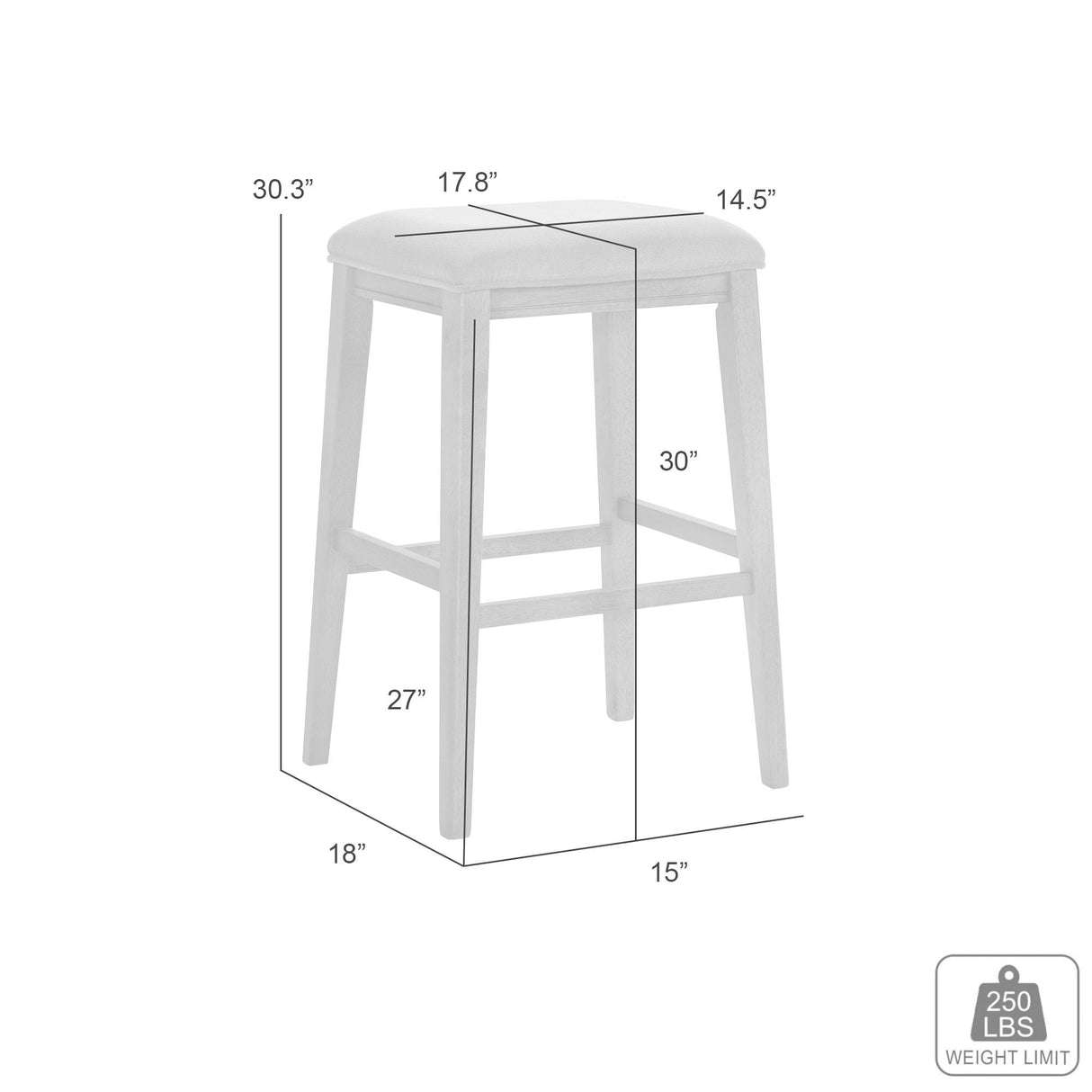 Jane - Contemporary Transitional Wood Bar Height Kitchen Bar Stool