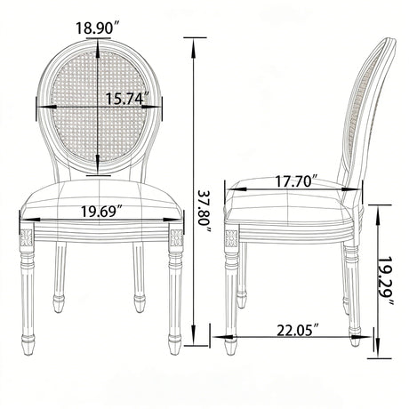 Dining Chairs, Upholstered With Round Back (Set of 2) - Beige