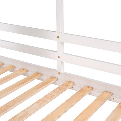 Bunk Bed Wood Bed & Roof, Window, Guardrail, Ladder
