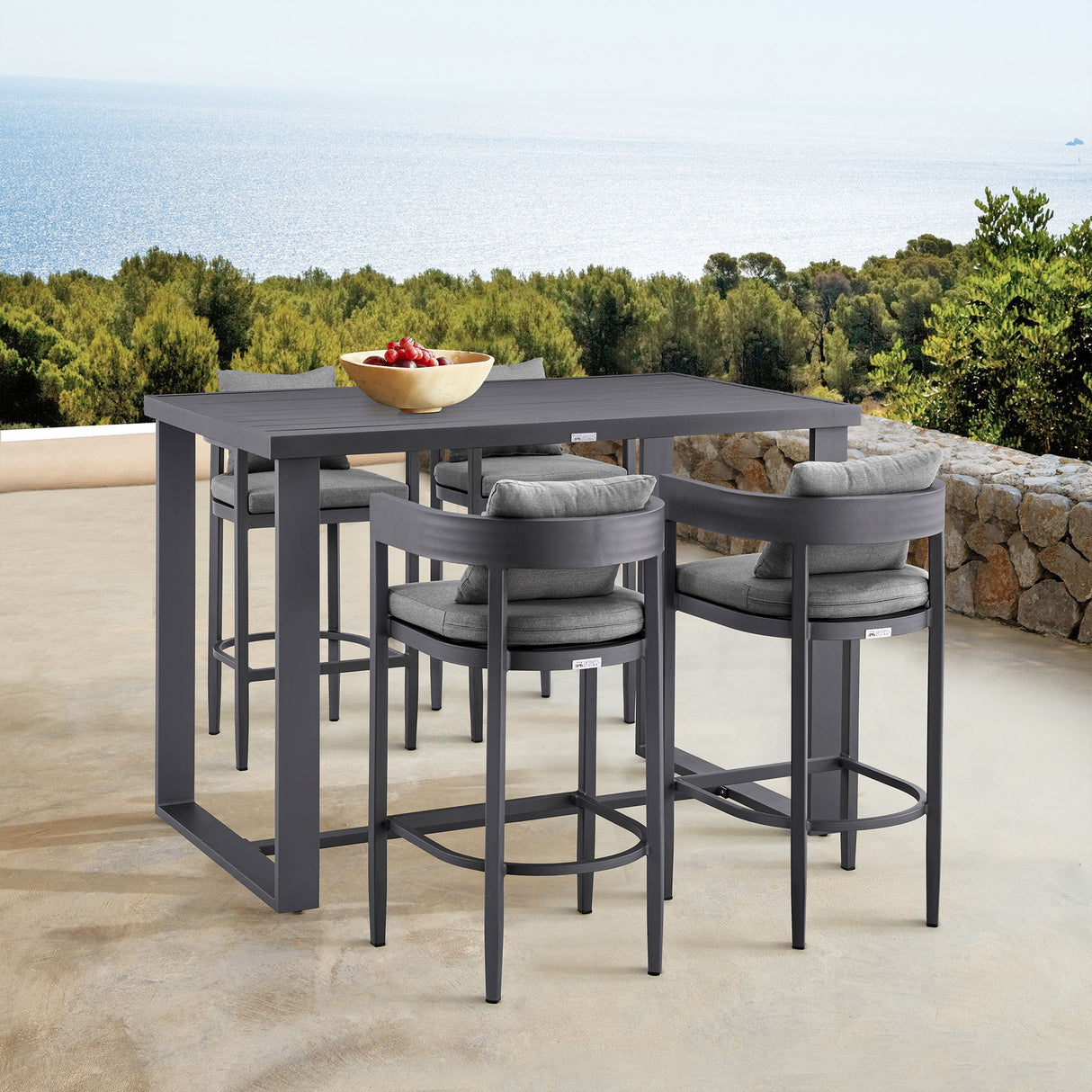Menorca - Outdoor Patio Bar Height Dining Table In Aluminum