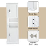 Tall Freestanding Bathroom Storage Cabinet With Adjustable Shelves And Side Hooks Board, Rectangle Design