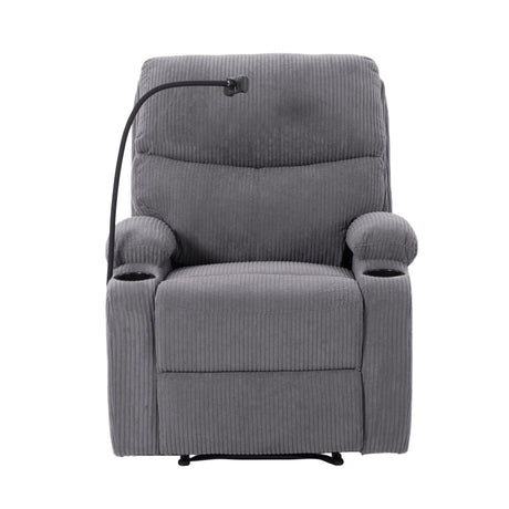 Adjustable Manual Recliner, Ergonomic Lounge Chair With Phone Holder And 2 Cup Holders