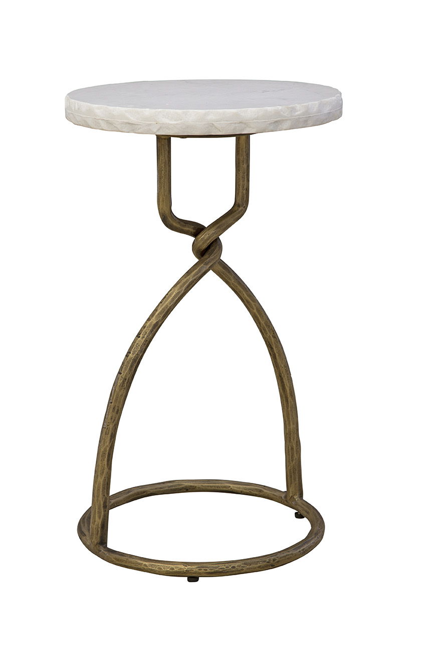 Kevin - Side Table - White / Gold