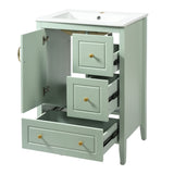 Retro Bathroom Vanity With Sink, Soft Closing Cabinet & Drawers