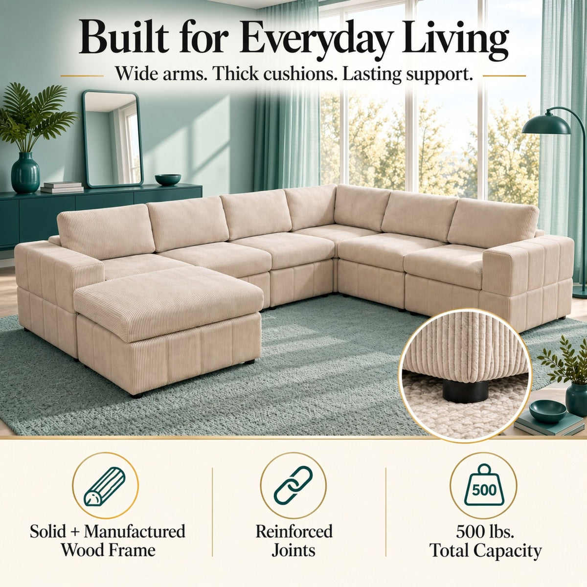 Modular Sectional Sofa, Reversible Set
