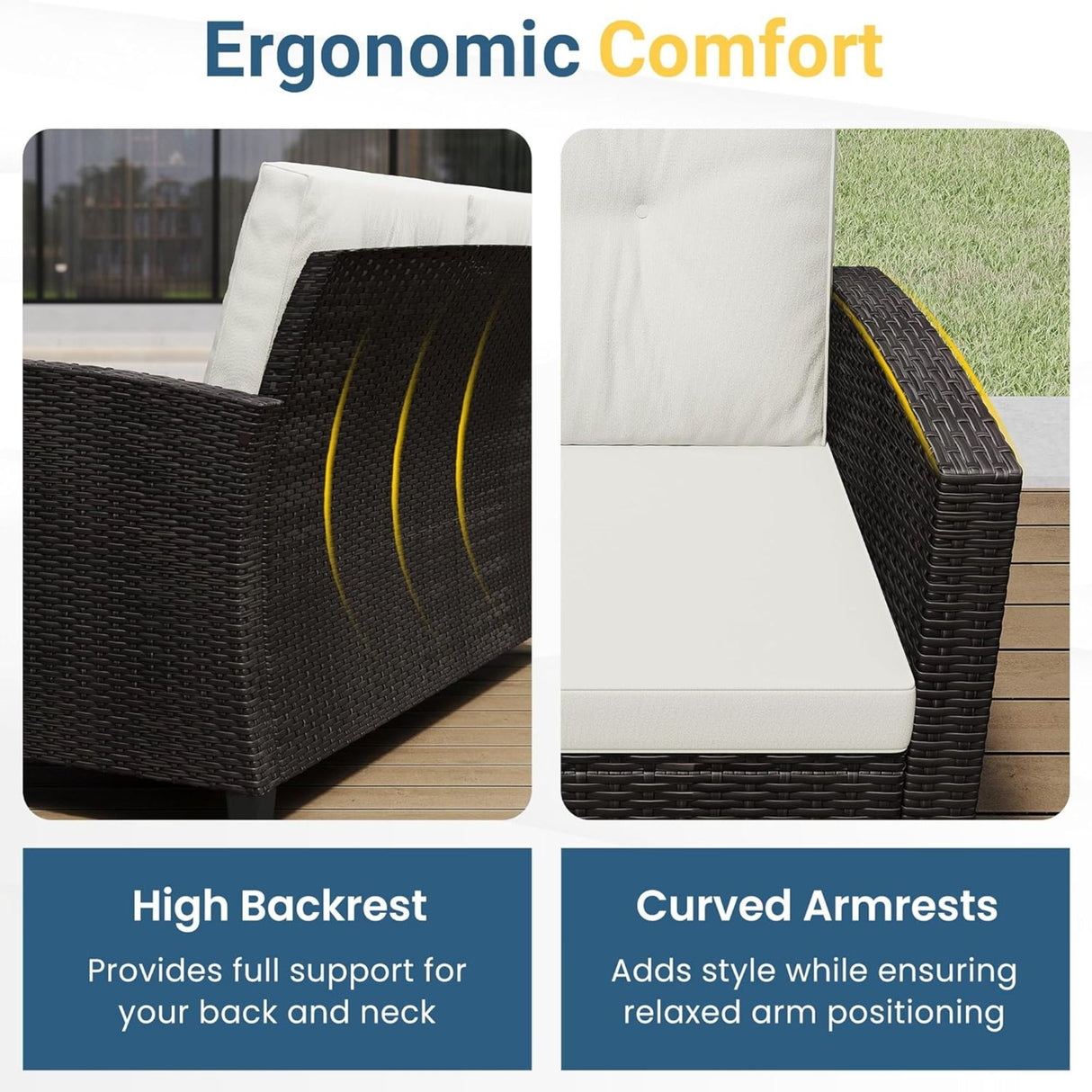 Modern All-Weather Patio Set With Cushions And Table