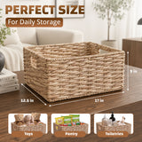 Storage Basket, Handwoven Twisted Weave Basket With Handles Shelf Organizer, Towel Storage, Living Room Storage - Light Brown