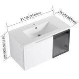 Wall Mounted Bathroom Vanity With Sink, 2 Soft Close Doors, Cabinet & Half Door
