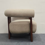 C - Shaped Chunky Arm Accent Chair - Beige / Brown