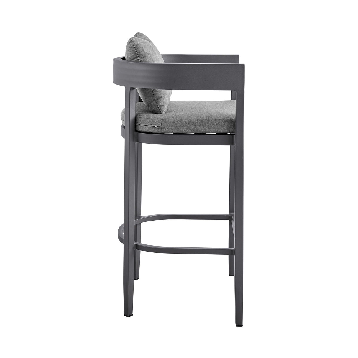 Menorca - Outdoor Patio 5-Piece Bar Table Set In Aluminum With Gray Cushions