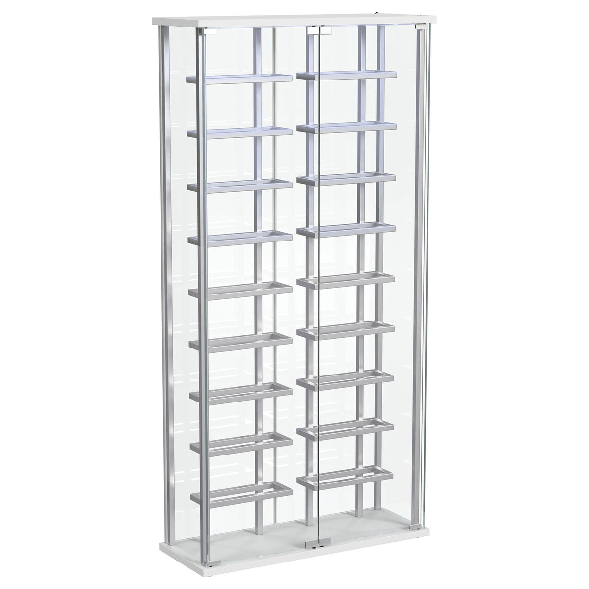 Wine Storage LED Curio Cabinet - Chrome