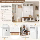 Classic Arched Design Hall Tree With 3 Hidden Storage