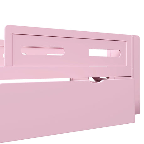 Platform Bed With Guardrail And Drawer