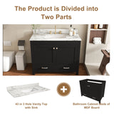 Bathroom Vanity Set, Soft Close Doors, 3 Faucet Holes, Sink Included - Black