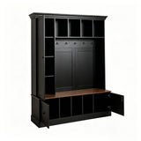 Hall Tree With Shoe Storage Bench, Entryway Coat Rack With 5 Hooks