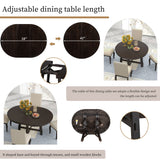 Round Extendable Dining Table Set With 4 Upholstered Chairs