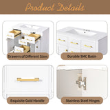 Bathroom Vanity With Sink, Cabinet With 4 Drawers & 2 Soft Close Doors, Rectangular Storage Unit For Bathroom