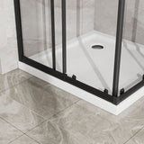 Corner Sliding Shower Door And Shower Base Combo Kit (No Drain Kit) - Matte Black