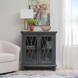 Slade Transitional Colonial 2-Door Cabinet with Lattice Detailing