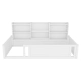 Platform Floor Bed With Guardrail Fence And Side Storage Shelves