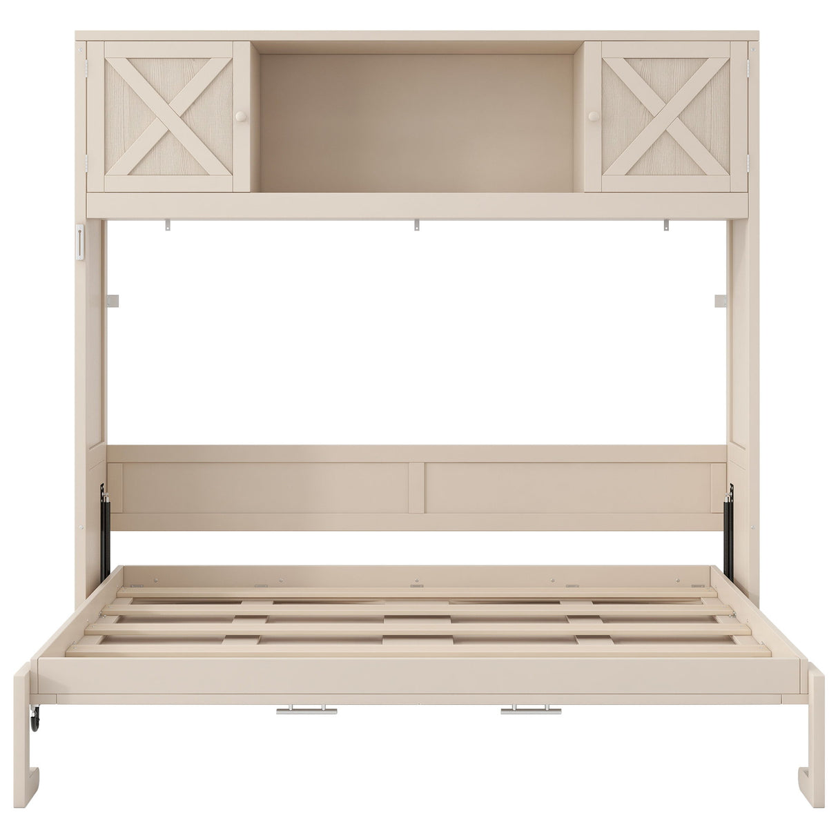 Rustic Casual Murphy Bed With Storage Cabinets