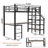 Loft Bed & L-Shaped Desk, Large Storage Space