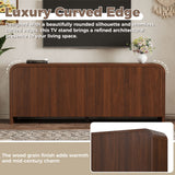 Curved Edge TV Stand With Large Cabinets