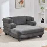 Oversized Chaise Lounge Sofa Bed With Deep Seat And Layered Armrests