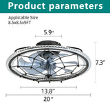 Caged Ceiling Fan With Remote Control Lights, 6 Speeds, 3 Color Temperature LED - Antique Black