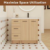 Wall Mounted Floating Bathroom Vanity With Sink, Door & Drawers Modular Cabinet