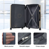 6 Piece Lightweight Hardshell Luggage Set With Double Spinner Wheels, Password Lock