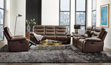 Aashi - Leather Gel Match Recliner Sofa - Brown - Reclining Sofas - Alpine Outlets