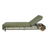 Outdoor Chaise Lounge With Wheels, 5 Position Adjustable Backrest