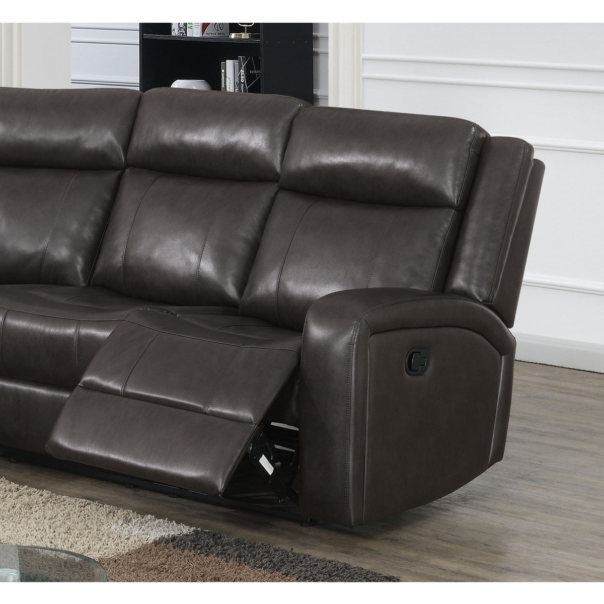 Manual Motion Recliner Sectional Sofa With Console And Cup Holders - Brown