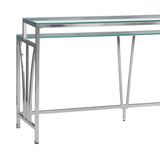 Celina - 72" Rectangle Tempered Glass Console Table - Shiny Nickel