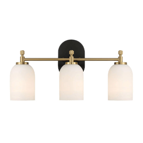 Meadows - 3 Lights Vanity Brush Bathroom Wall Light For Bathroom Over Mirror - Black / Gold / White