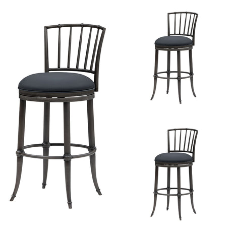Vince - Commercial Grade Steel Frame Faux Leather Upholstered Swivel Bar Height Barstool