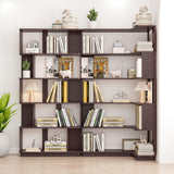 Ox Blood - Red 90Cm L-Shaped Freestanding Corner Bookshelf With Anti Tip Safety, Storage Cabinet For Living Room - Ox Blood Red