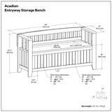 Acadian - Entryway Storage Bench, Handcrafted