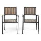 Vermilion - Outdoor Dining Chair With Vertical Slat And Wooden Arm