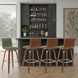 Vienna - Modern Swivel Bar Height Stool - Walnut Finished Wood Frame
