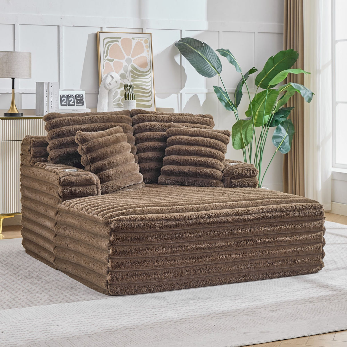 Oversized Chaise Lounge Chair Indoor With Pillows For Living Room