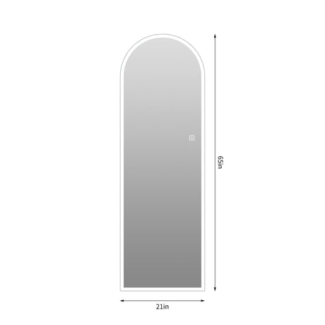 65" X 21" Arched LED Full Length Mirror, Wall Mounted Lighted Full Body Mirror With Frosted Edge Lighting, 3 Color Temperatures & Stepless Dimming - Silver