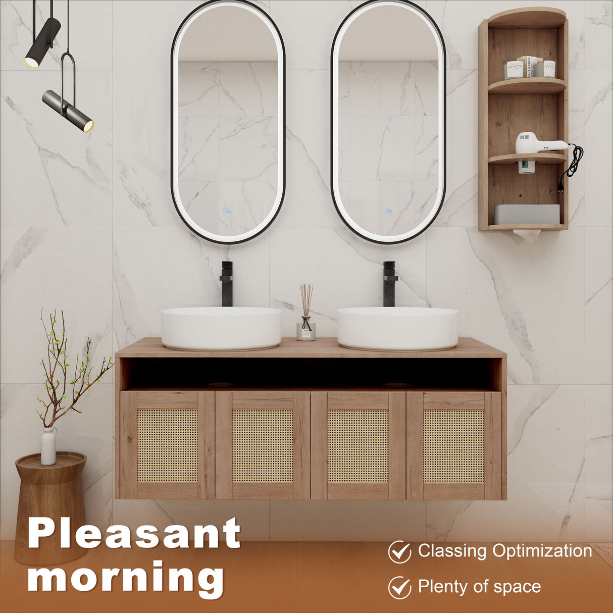 Bathroom Vanity With Art Sink And Storage Rack, Float Mounting Design