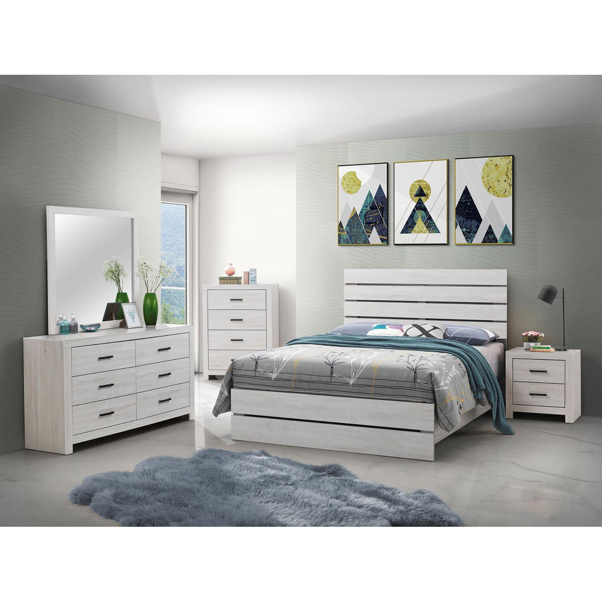 Slatted Headboard Panel Bed