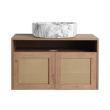 Bathroom Vanity With Art Sink, 2 Soft Close Doors, Float Mounting Design