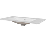 36" Single Bathroom Vanity Top With Undermount Basin, 3 Faucet Holes, Flat Edge - White
