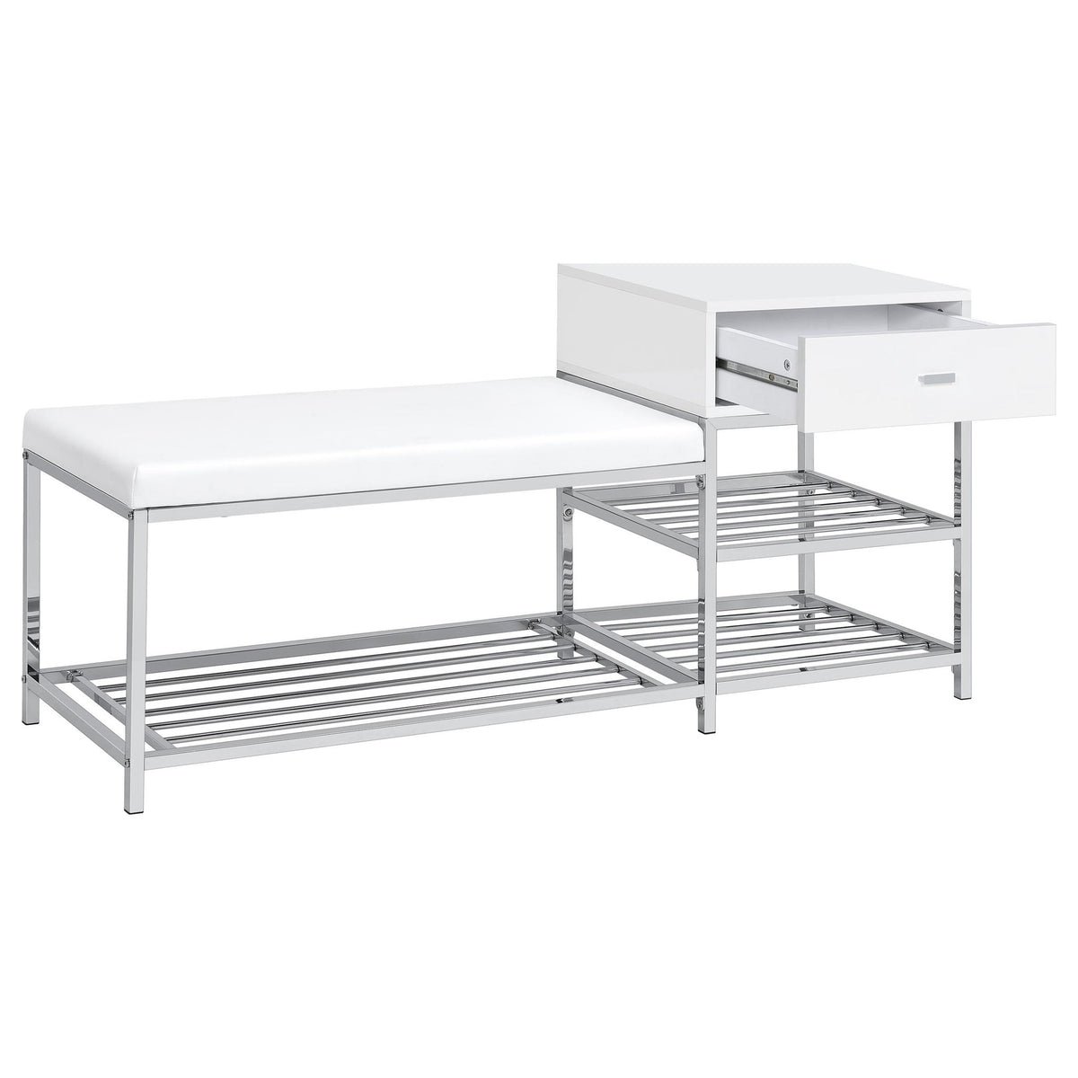 Yesler - 1 Drawer Storage Bench - Glossy White