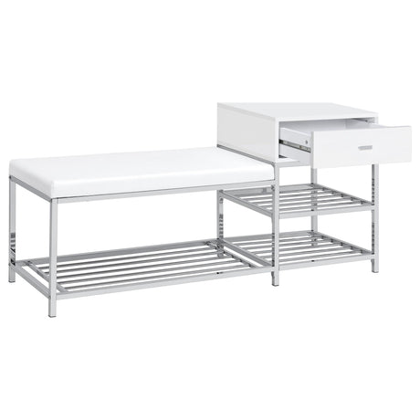 Yesler - 1 Drawer Storage Bench - Glossy White